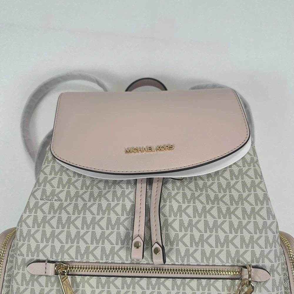 Michael Kors Jet Set Large Logo‎ Backpack Powder Blush/ Vanilla - New
